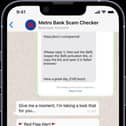 Outcome of loading a potential scam on the Metro Bank Scam Checker