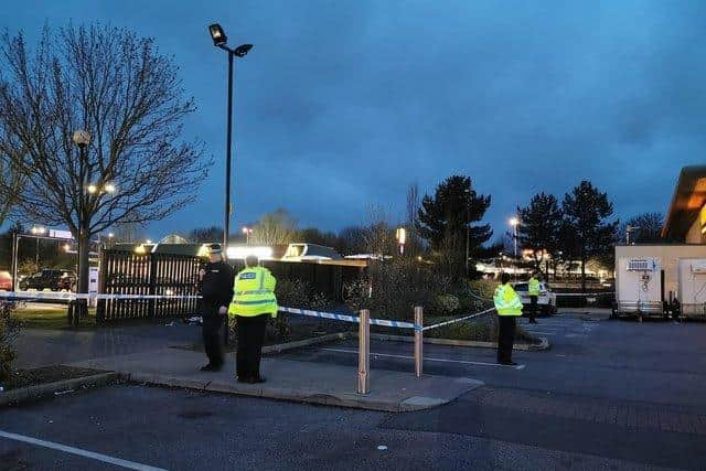 A 25-year-old man was hospitalised following a broad daylight knife attack in Sixfields at 6.15pm on Monday