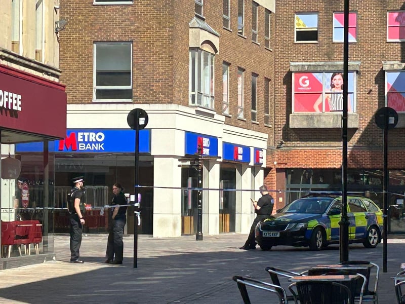 A cordon is in place in Abington Street, close to the junction with Fish Street.