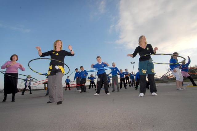 Pupils from Westoe Crown Primary School took part in a hula hoop session for charity 14 years ago. Did you join in?