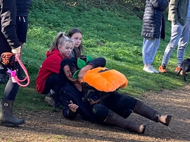 Around 50 French Bulldogs dressed up in Halloween outfits for a walk around Hunsbury Country Park over the weekend.