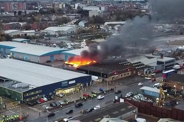 The blaze erupted on December 1 2021 at a building off St James Mill Road, believed to be part of Nene Auto Repairs.