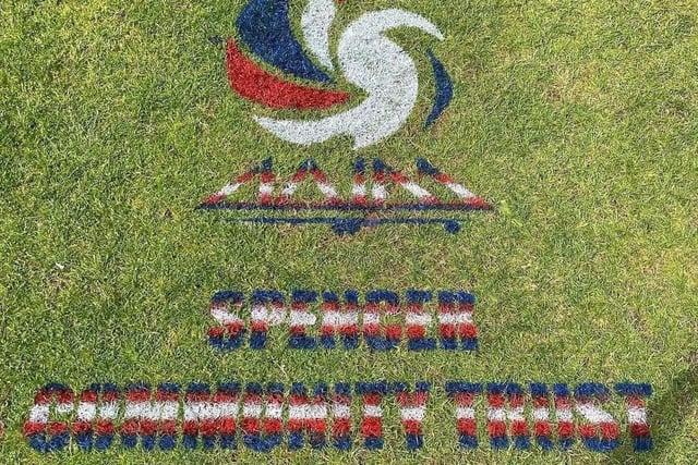 Grounds staff at Spencer Community Trust Football Club at Studland Road created this as part of celebrations.