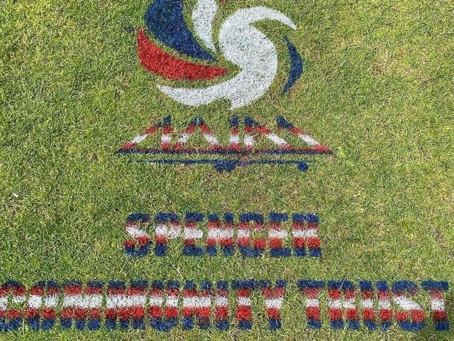 Grounds staff at Spencer Community Trust Football Club at Studland Road created this as part of celebrations.