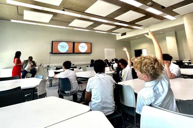 Northampton school children did not hold back on the questions for Barrister Dominic Carrington.