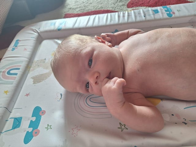 Casey-James born at 3.08pm on July 5 at Northampton General Hospital, weighing 7lbs 6oz.
