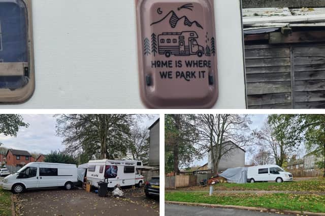 The encampment just off Great Gull Crescent in Southfields.