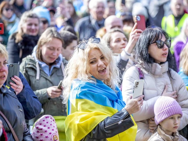 Hundreds attended to commemorate one year since the invasion of Ukraine on February 24, 2022.