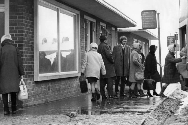 Passegers at Jarrow bus station in January 1970.
