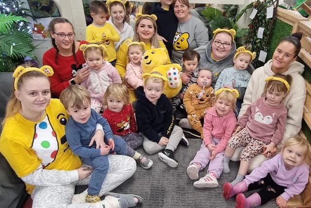 Staff and children at SJS Childcare in East Hunsbury have completed a jelly welly walk, sponsored run, cake sale and raffle, and have already raised more than £1,600.