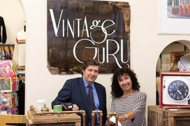 Andrew Lewer with Vintage Guru owner Julie Teckman in St Giles Street — they shop hosts dozens of micro businesses who sell all things vintage