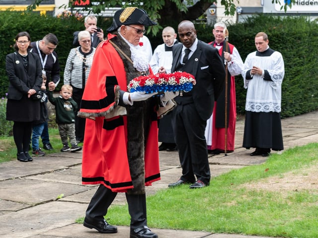 Northamptonshire civic leaders laid wreaths outside All Saints Church on Saturday (September 10) as a way to pay their respects to Her Majesty The Queen.