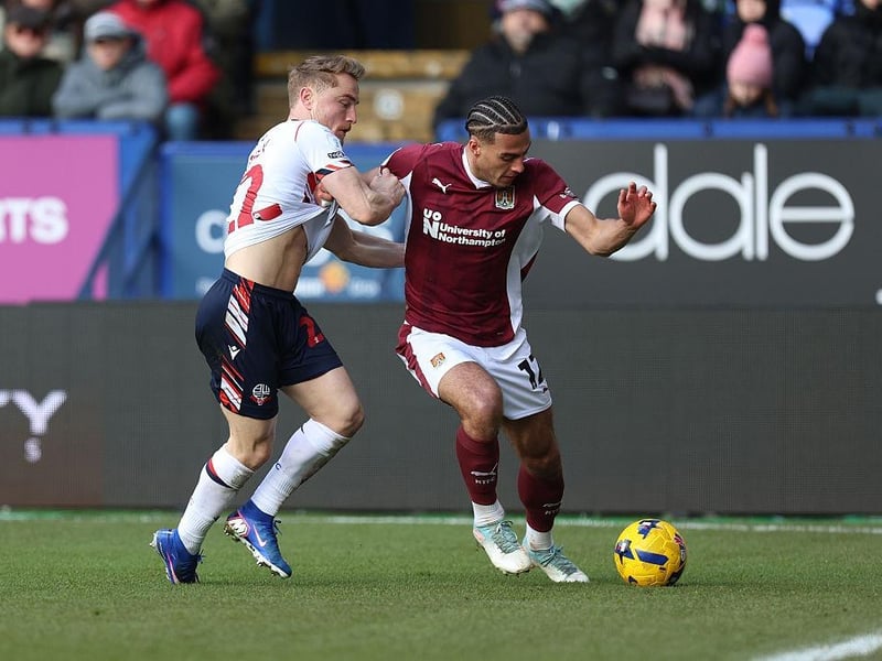 Very fine effort to start each of the four games since Christmas and last the distance in all of them, the only outfield player to do so. Was out quickly to support Perkins and double up on Cozier-Duberry but also tucked in to deal with Bolton's threats in the penalty box... 8