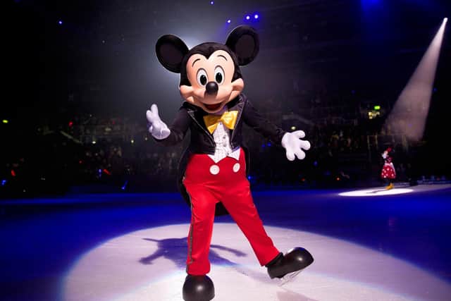 Mickey Mouse welcomes the audience to Disney on Ice (photo: Feld Entertainment, ©Disney, ©Disney/Pixar, Jeff Kavanaugh)