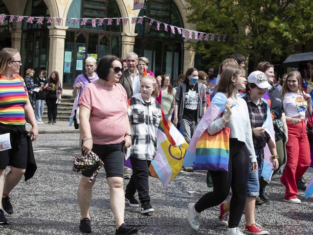 A parade made its way through the town centre before finishing at the university's Waterside campus as Northampton Pride took place on Saturday July 8, 2023.