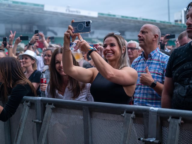 Fans inside Franklin's Gardens for Pete Tong's Ibiza Classics with The Symphony Orchestra, conducted by Jules Buckley on Friday, June 24, 2022. Photo by David Jackson.