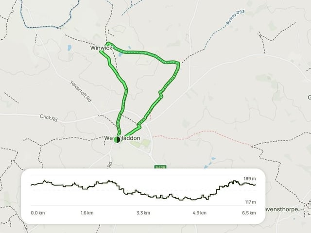Experience this 6.6-km circular trail near Northampton, Northamptonshire - an easy route with 127m of elevation gain, typically taking around 1 hour and 36 minutes to complete. Popular for hiking and walking, it still offers moments of solitude during quieter times. The best months to visit are November through September. Starting from the local pub in West Haddon, this circular route winds through scenic countryside fields. You may encounter livestock along the way - dog leads are advised. The path can be muddy after rain, so waterproof footwear is recommended. With mostly flat terrain, the route suits a wide range of ages and fitness levels. Don’t forget to stop by a local pub or café in town after your walk.