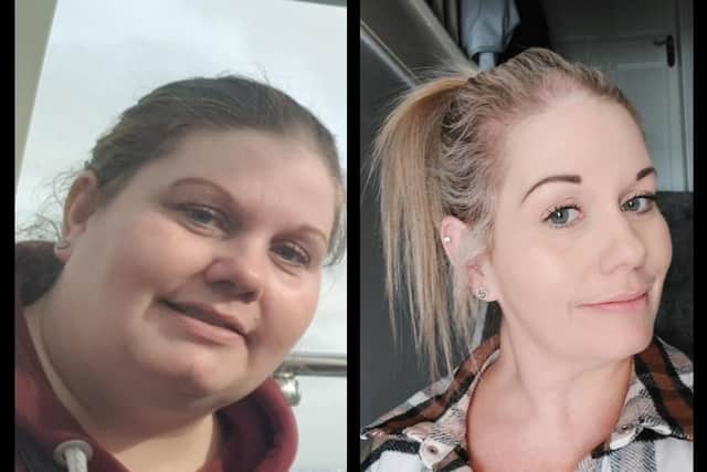 Lucy before and after her weight loss