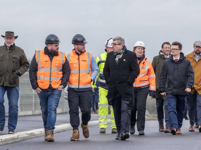 The £57.4 million project connects the A428 Harlestone Road, near Harlestone Firs, with the A5199 Welford Road, near the Windhover pub.