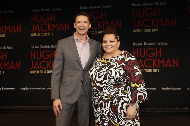 Hugh Jackman and Keala Settle pose during a media announcement at the Museum of Contemporary Art on February 26, 2019 in Sydney, Australia