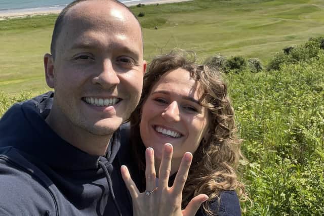 Newly-engaged Northampton couple, Tim Benson and Becky Clayton.