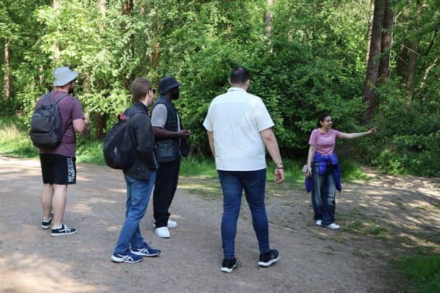 Students at the University of Northampton conduct a location recce at Irchester Country Park.