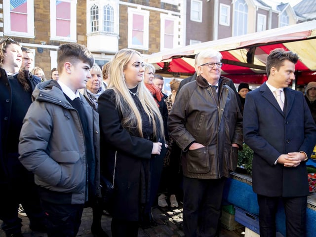 Hundreds gathered in the Market Square on Wednesday morning (December 7) to pay their respects to town legend Eamonn 'Fitzy' Fitzpatrick
