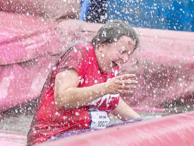 All smiles as participants tackled obstacles during Race for Life's Pretty Muddy on Saturday July 13, 2024 in Abington Park.