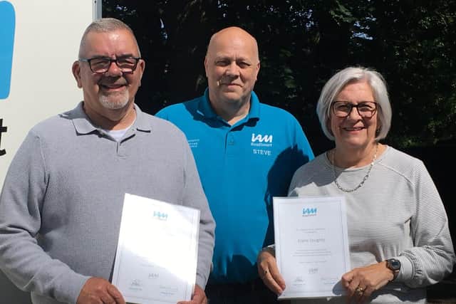 Elain and Phil with Steve Groves (Northampton Advanced Motorists Chair)
