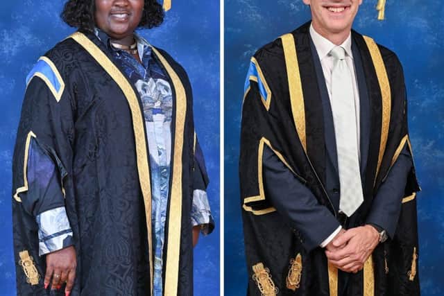 Pro Chancellors Phyll (‘Lady Phyll’) Opoku-Gyimah and Dallas Campbell.