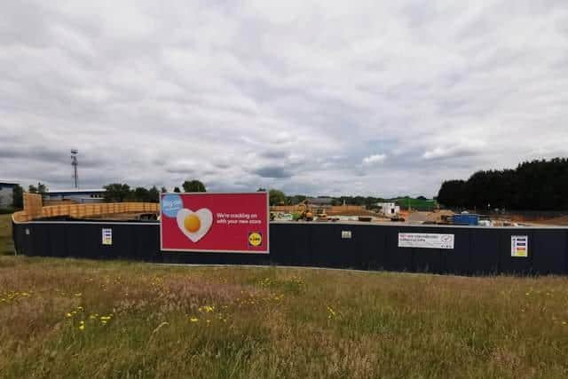 The new Lidl is being built in Lodge Way just off the Harlestone Road
