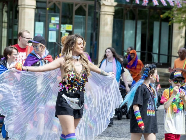 A parade made its way through the town centre before finishing at the university's Waterside campus as Northampton Pride took place on Saturday July 8, 2023.