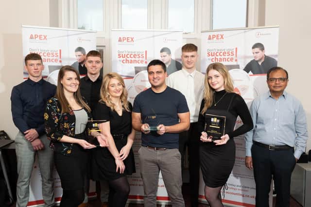 The N-Accounting team with the SME News Finance Award 2022 and the other awards they have won.