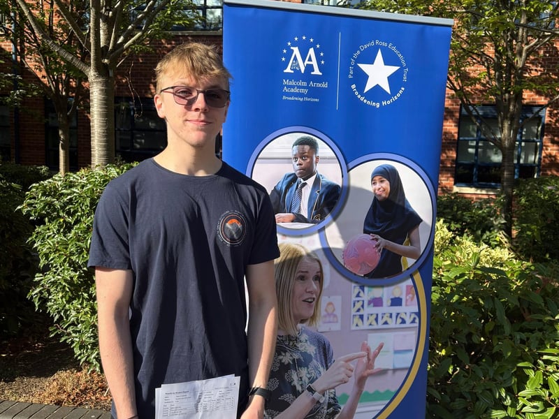 Adam Czapelski from Malcom Arnold Academy achieved A*, two As and a B and is going to study Computer Science at the University of Birmingham