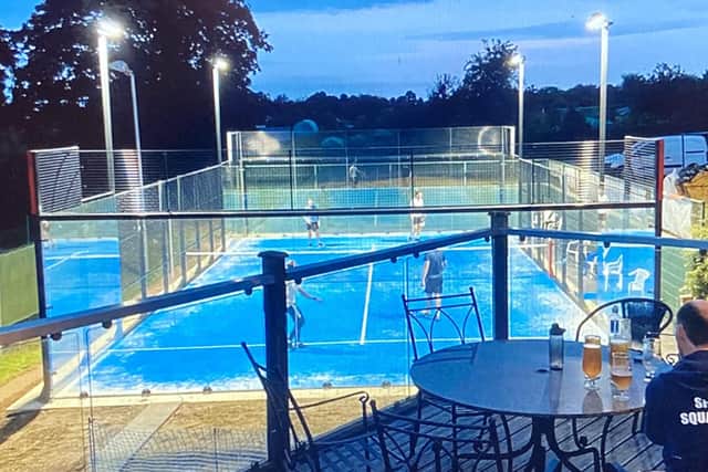 The new floodlit padel tennis court at Northampton County Lawn Tennis Club in Weston Favell Village