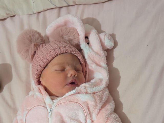 Raya-Mae Bryanne born at 9.15pm on January 11 at Kettering General Hospital, weighing 7lbs 2oz.
