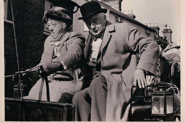 Margaret Rutherford as Miss Marple and her real-life husband Stringer Davies as Mr Stringer
