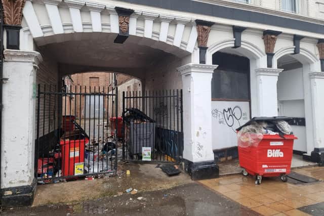 The unlocked gated alleyway in Sheep Street, opposite The Bear pub, had been left in a disgraceful state for weeks earlier this month (December).