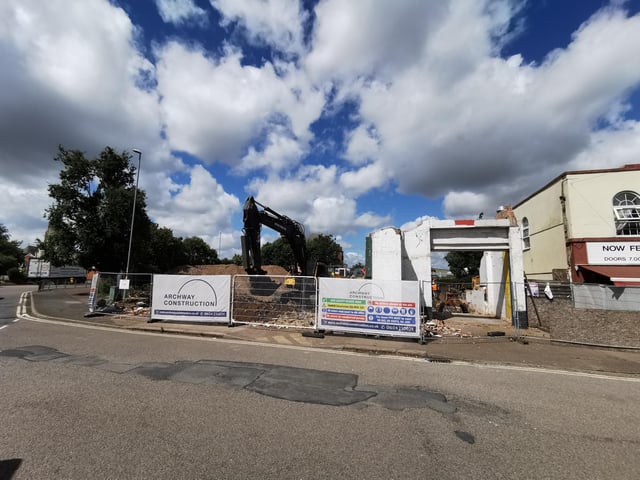 Construction workers smashed up the former Sofa King building in St Leonard's Road, Far Cotton on May 26 2022. The old Tivoli Cinema, which has stood empty for several years, is set to be replaced by a block of flats.