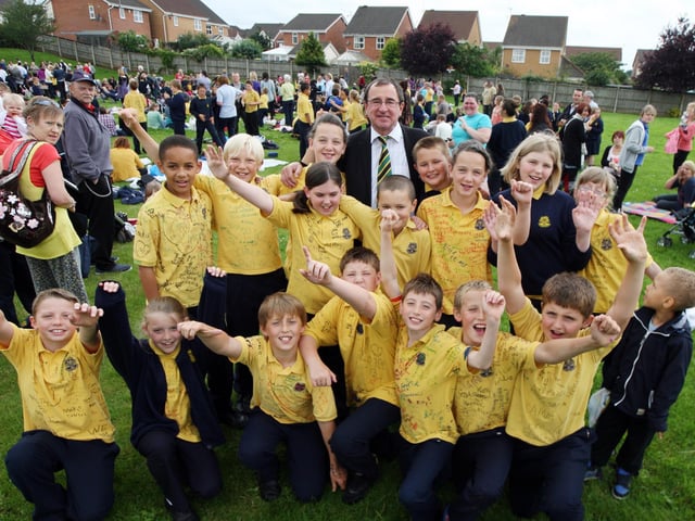Bob with some of the pupils at his retirement party