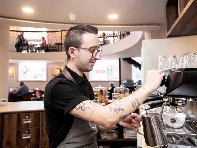 Inside new cafe which has opened at the former Nationwide building on the corner of Drapery and Mercer's Row