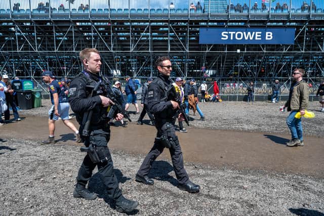 Armed police were on hand at Silverstone circuit over the course of the four-day event.