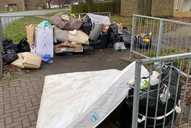 This was a recent fly tip on Birds Hill Road, which Carolyn Long said was there for five days. West Northamptonshire Council successfully collected it within their two-day window after it was reported.