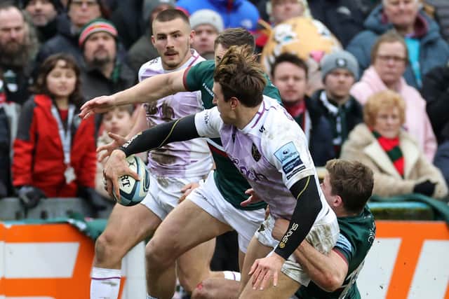 James Ramm's stunning offload set Ollie Sleightholme on the way to a key score when Saints won at Tigers in January (photo by David Rogers/Getty Images)