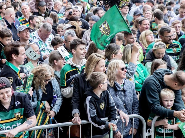 Saints players, coaches and staff celebrated with fans in Northampton town centre on Sunday (June 9) after winning the Gallagher Premiership title at Twickenham on Saturday (June 8).
