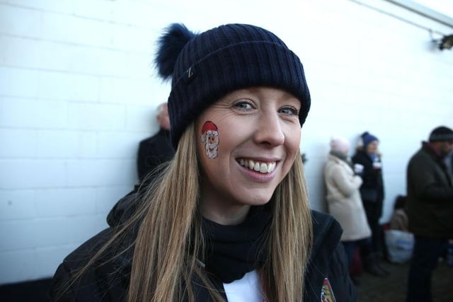 A Northampton Town fan with a painted face prior to the Sky Bet League Two match between Northampton Town and Forest Green Rovers at PTS Academy Stadium on December 14, 2019.