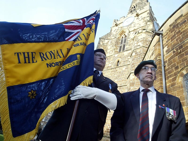 Royal British Legion dedication of standard event at the Holy Sepulchre Church, Sheep Street, in 2014. Pictured is Steve Corcoran, Branch Standard Bearer Northampton and David Evans, Vice Chairman.