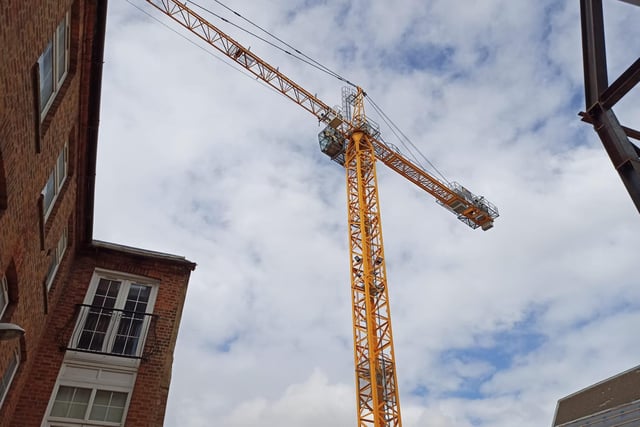 A large crane has been on site for months as works progress to build hundreds of student flats