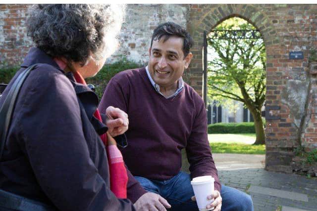 two people talking