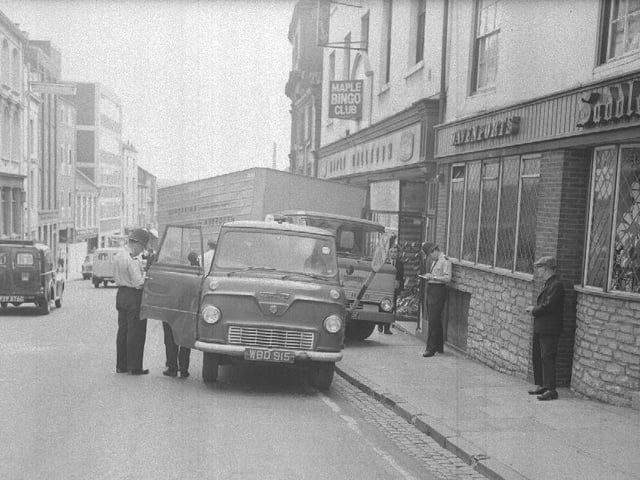 Lorry accident outside Saddlers pub in Bridge Street, Northampton 1967-ish